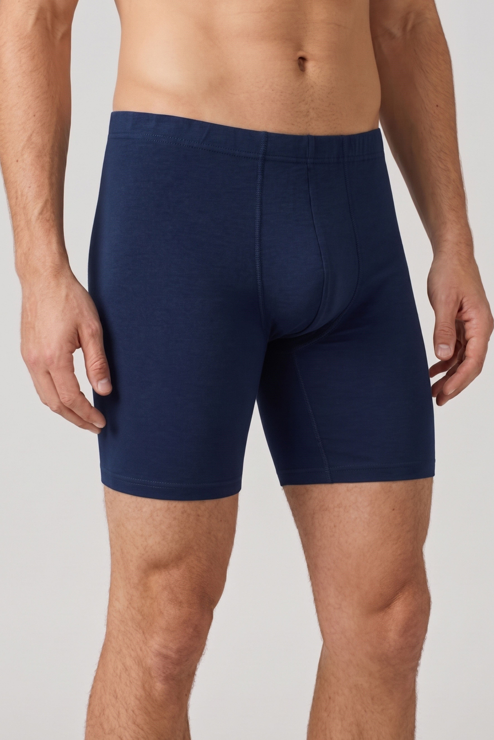 Erkek Lacivert Penye Modal Uzun Boxer