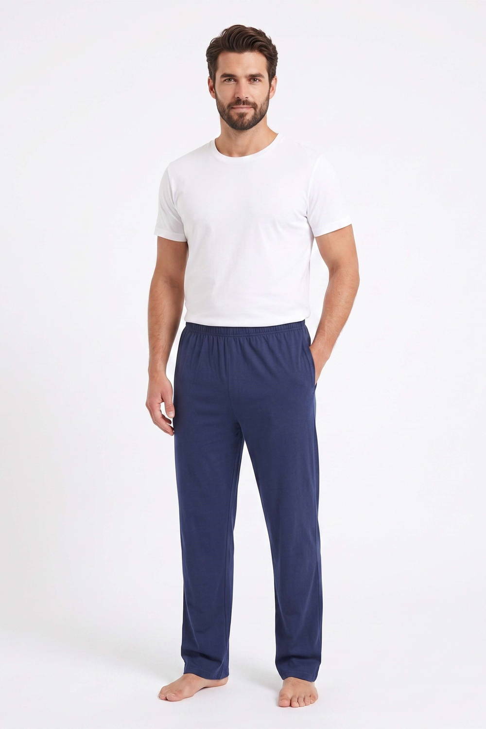 Erkek Lacivert Rahat Kesim Pijama Altı