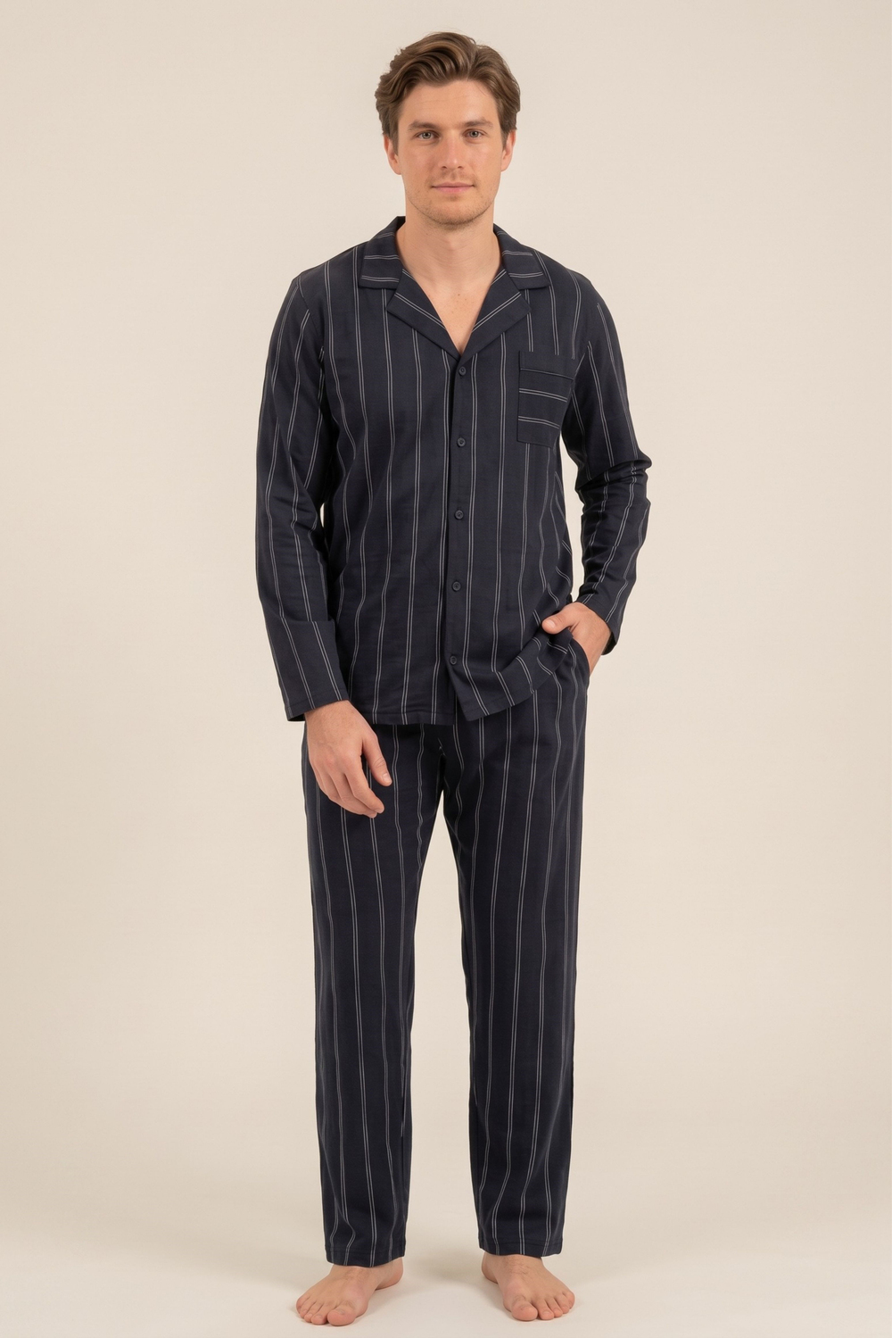 Erkek Lacivert Uzun Pijama Altı