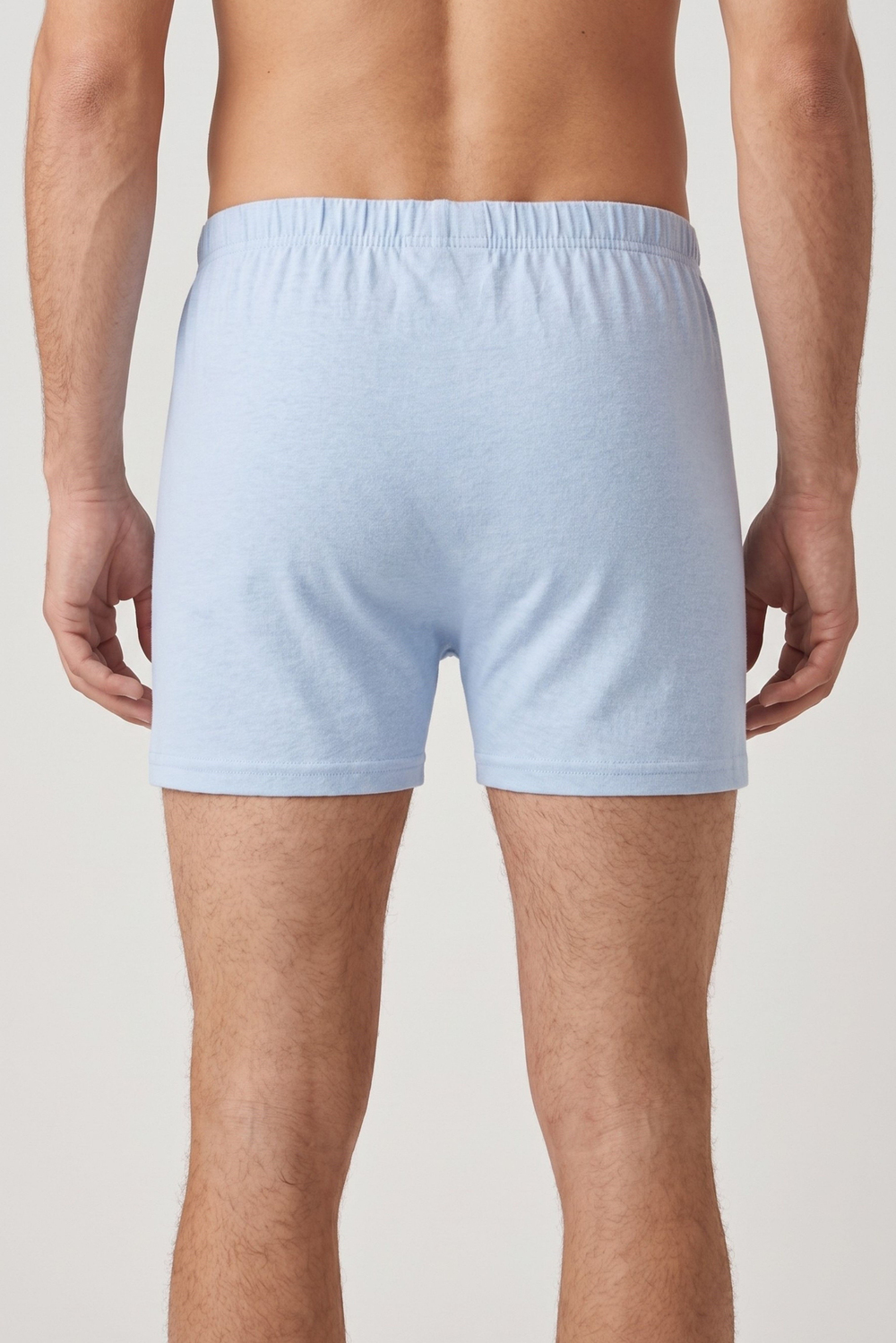 Erkek Mavi Penye Düğmeli Boxer