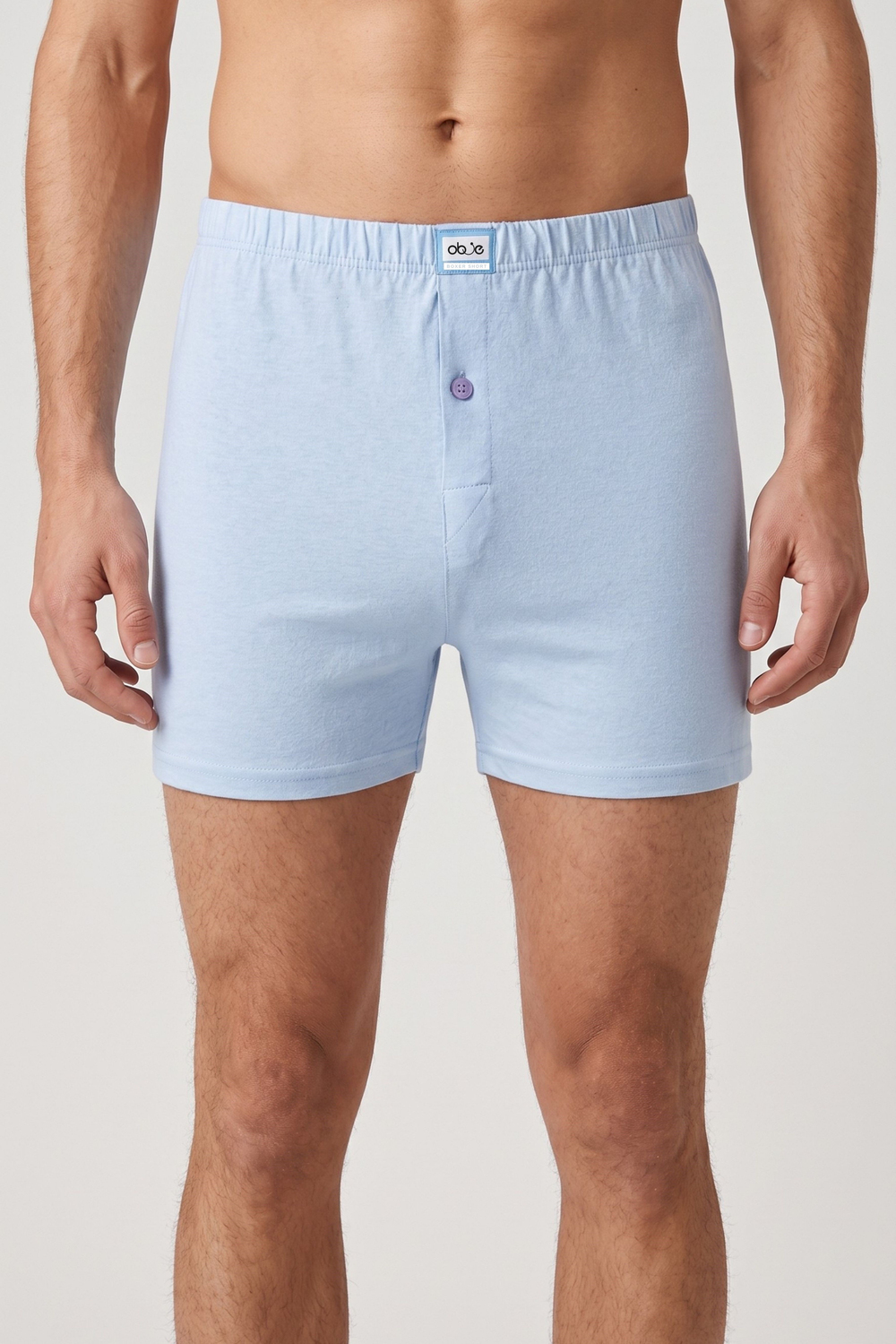 Erkek Mavi Penye Düğmeli Boxer