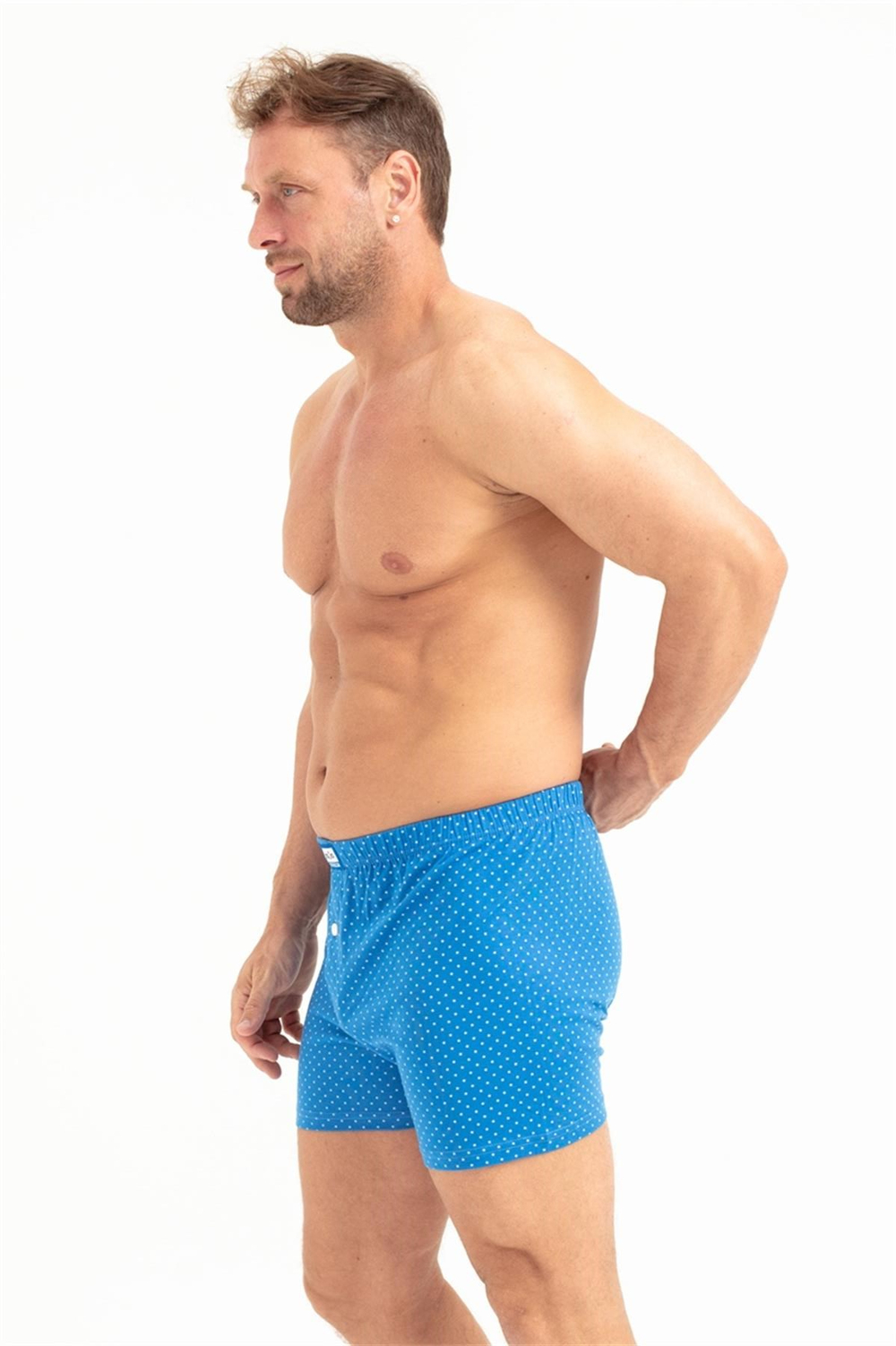 Erkek Mavi Yıldız Desen  Süprem Dar Kesim Boxer