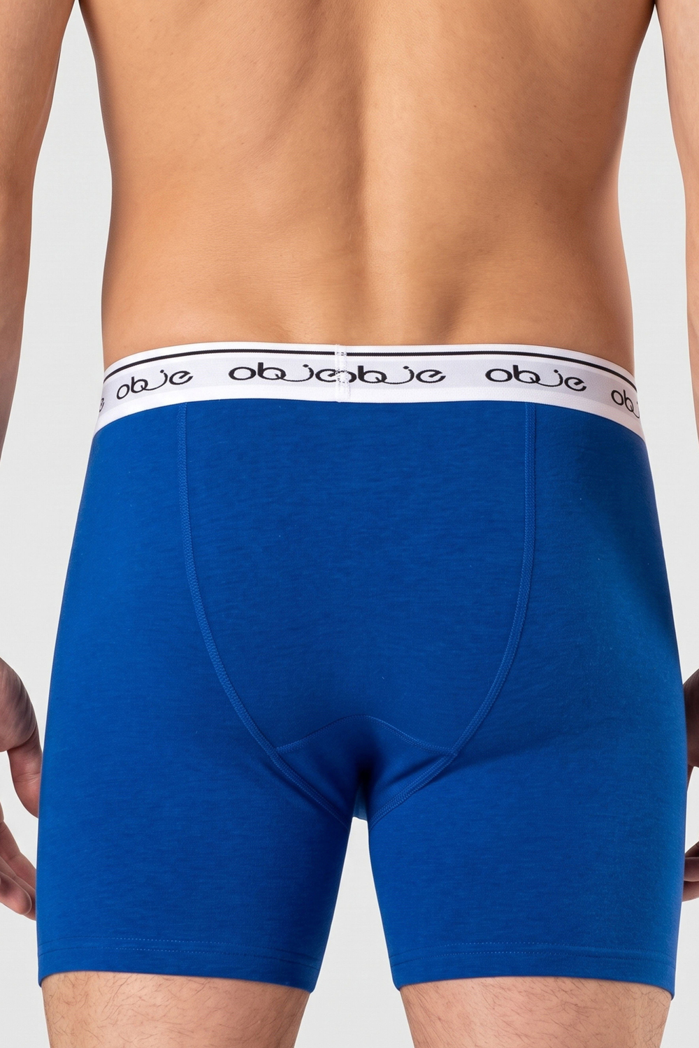 Erkek Saks Mavi Dıştan Lastikli Üç Düğmeli Boxer