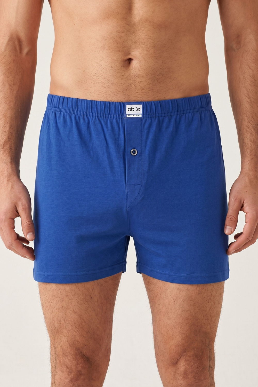Erkek Saks Mavi Penye Düğmeli Boxer