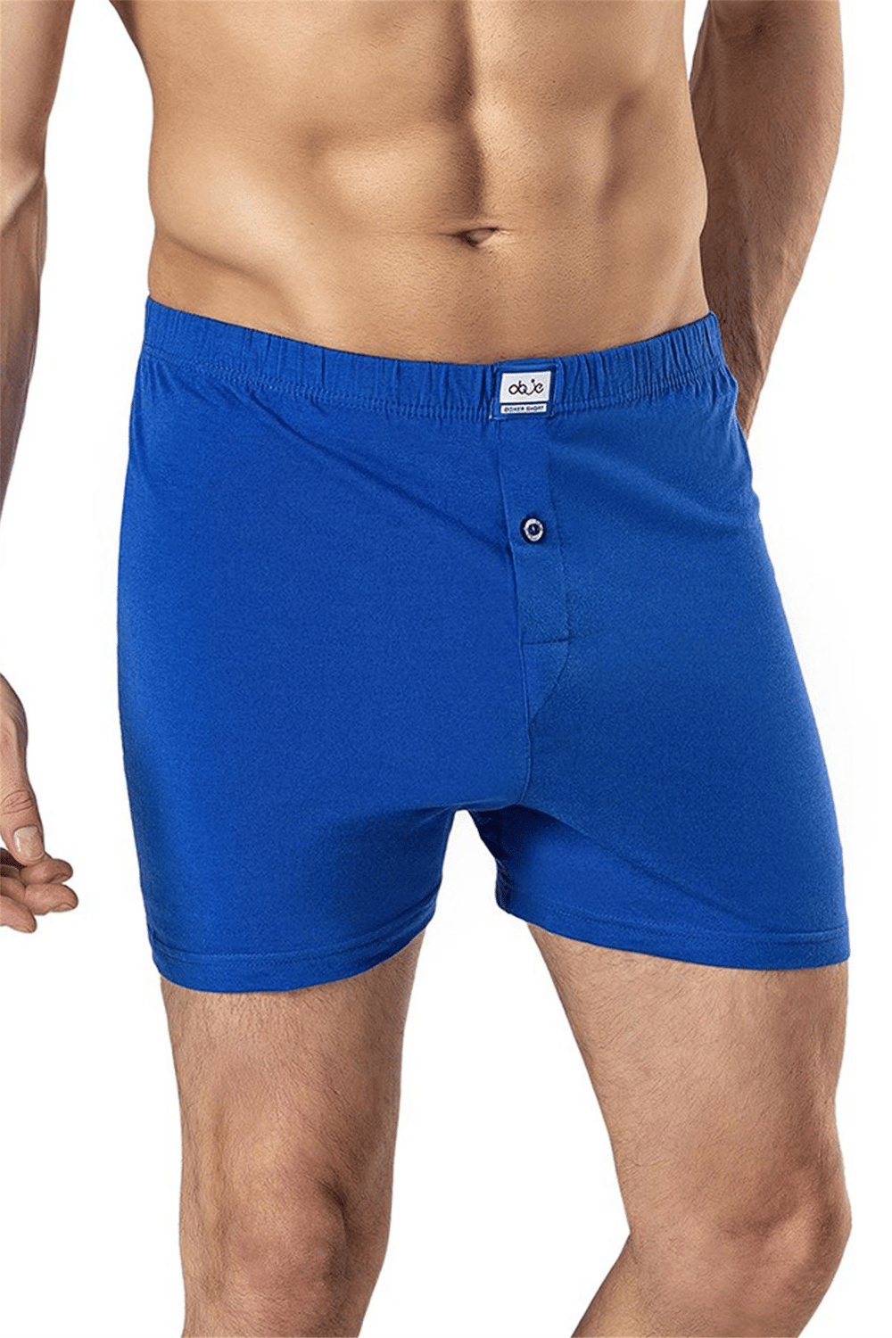 Erkek Saks Mavi Penye Düğmeli Boxer