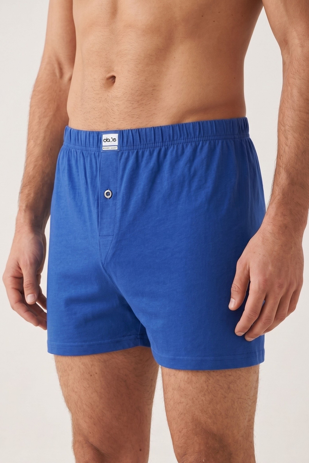 Erkek Saks Mavi Penye Düğmeli Boxer