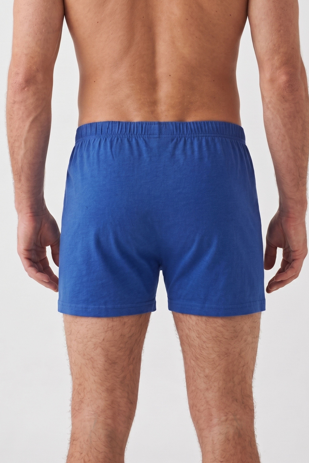 Erkek Saks Mavi Penye Düğmeli Boxer
