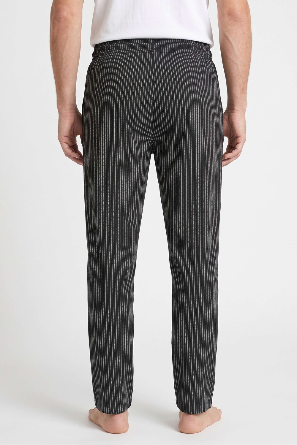 Erkek Siyah Beyaz Çizgili Baskılı Penye Modal Pijama Altı
