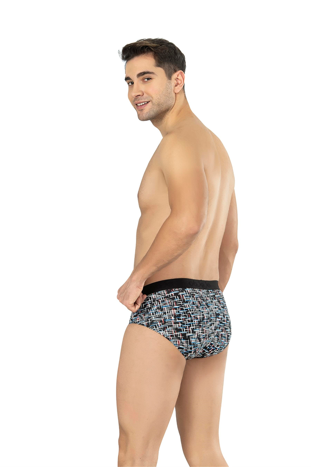 Erkek Siyah Çizgili Zikzaklı Cotton Dıştan Lastikli Slip