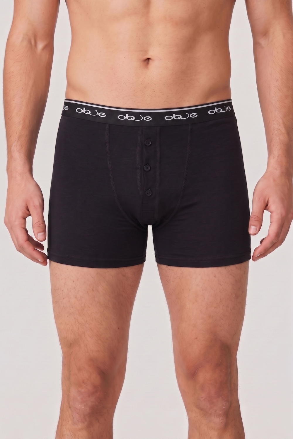 Erkek Siyah Dıştan Lastikli Üç Düğmeli Boxer