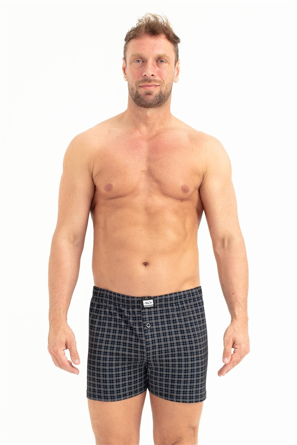 Erkek Siyah Ekose Süprem Dar Kesim Boxer