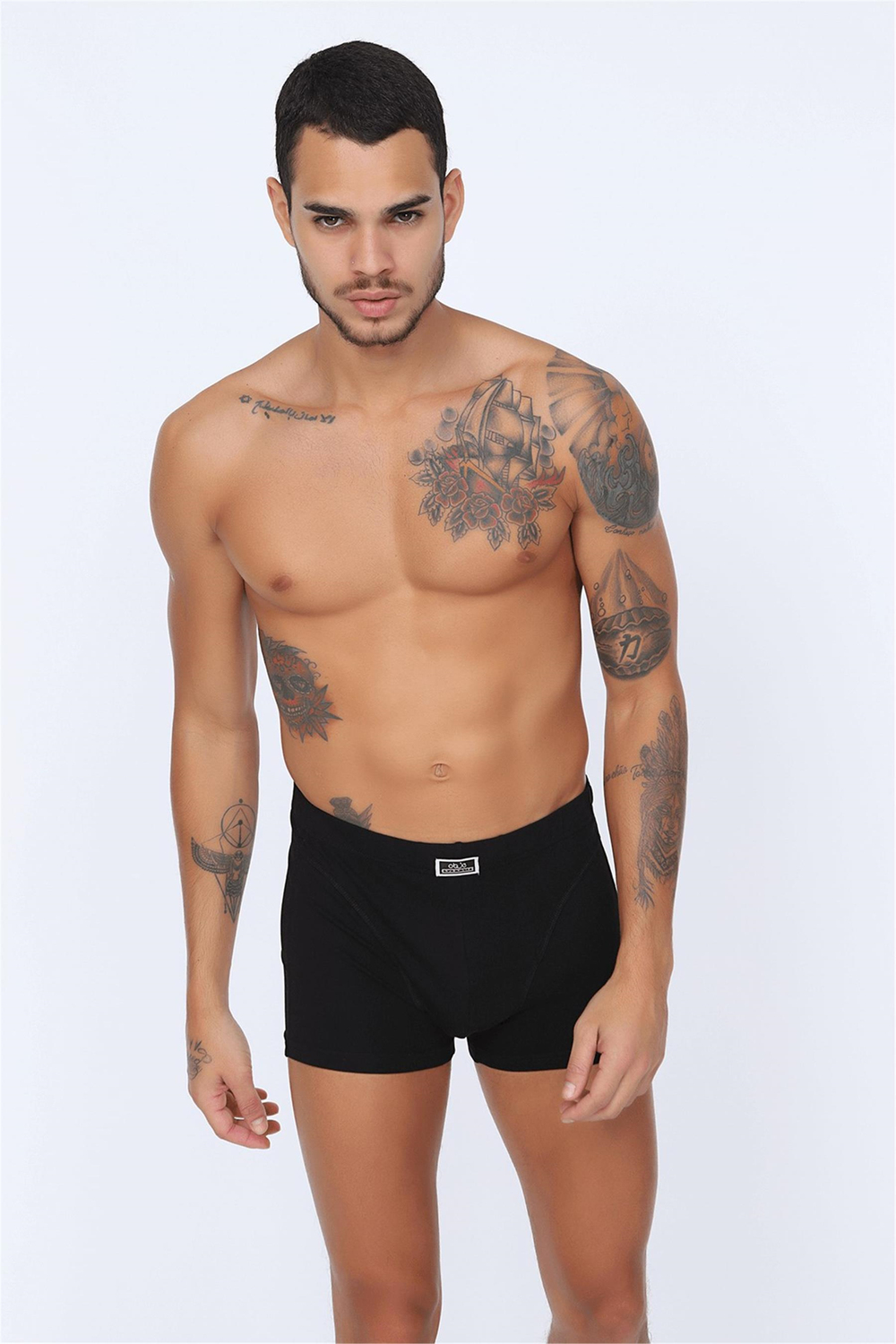 Erkek Siyah Likralı Boxer