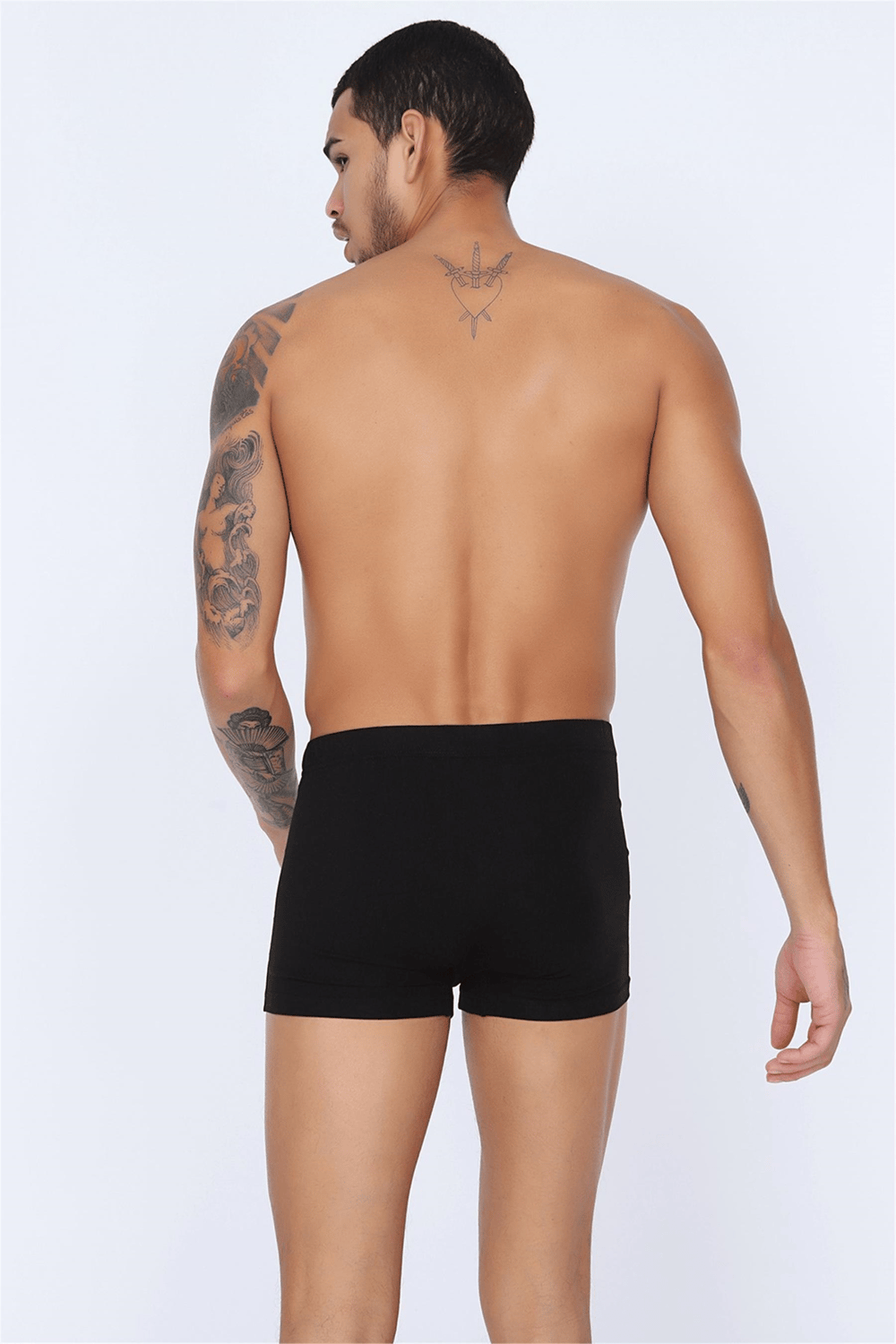 Erkek Siyah Likralı Boxer