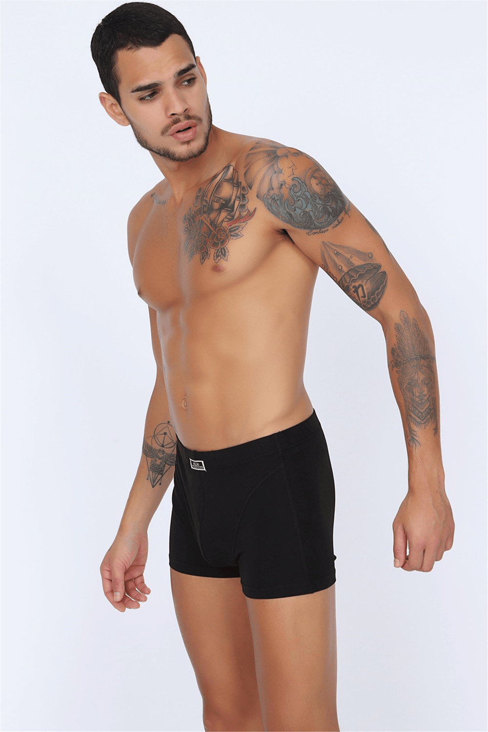 Erkek Siyah Likralı Boxer
