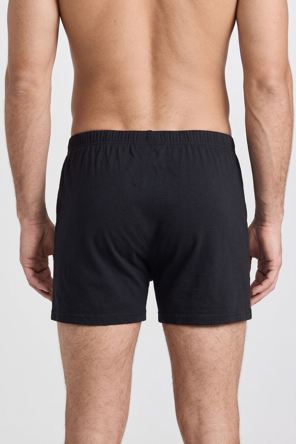 Erkek Siyah Penye Düğmeli Boxer