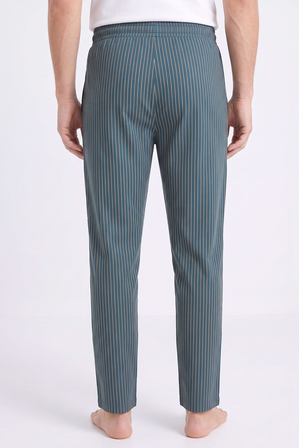 Erkek Yeşil Çizgili Baskılı Penye Modal Pijama Altı