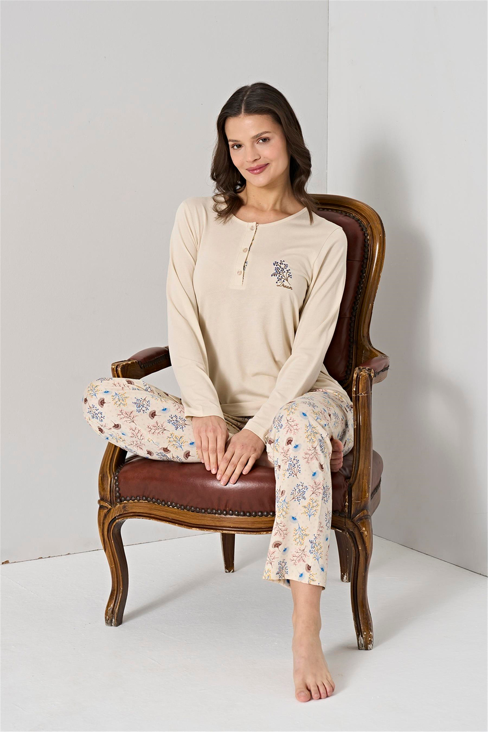 Kadın Bej Pijama Takımı