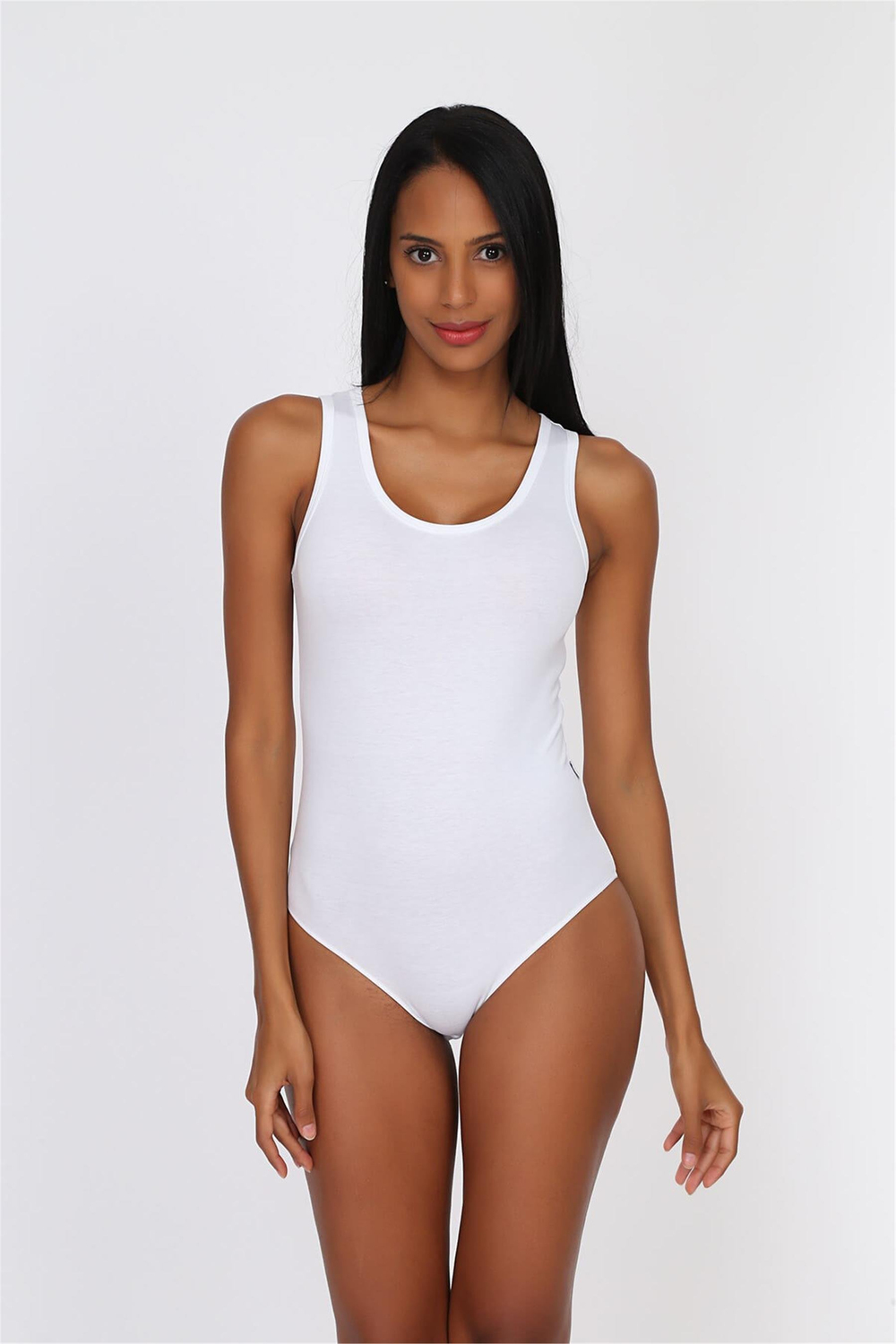 Kadın Beyaz Cotton Geniş Askı Çıtçıtlı Body