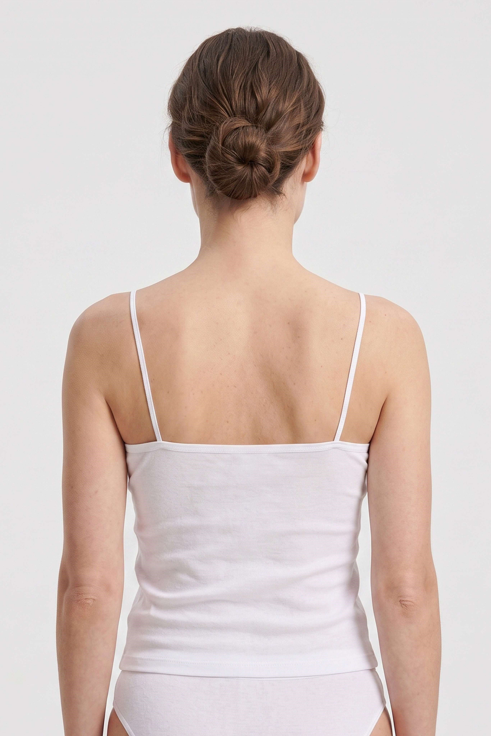 Kadın Beyaz Likra Cotton İp Askılı Straplez Atlet