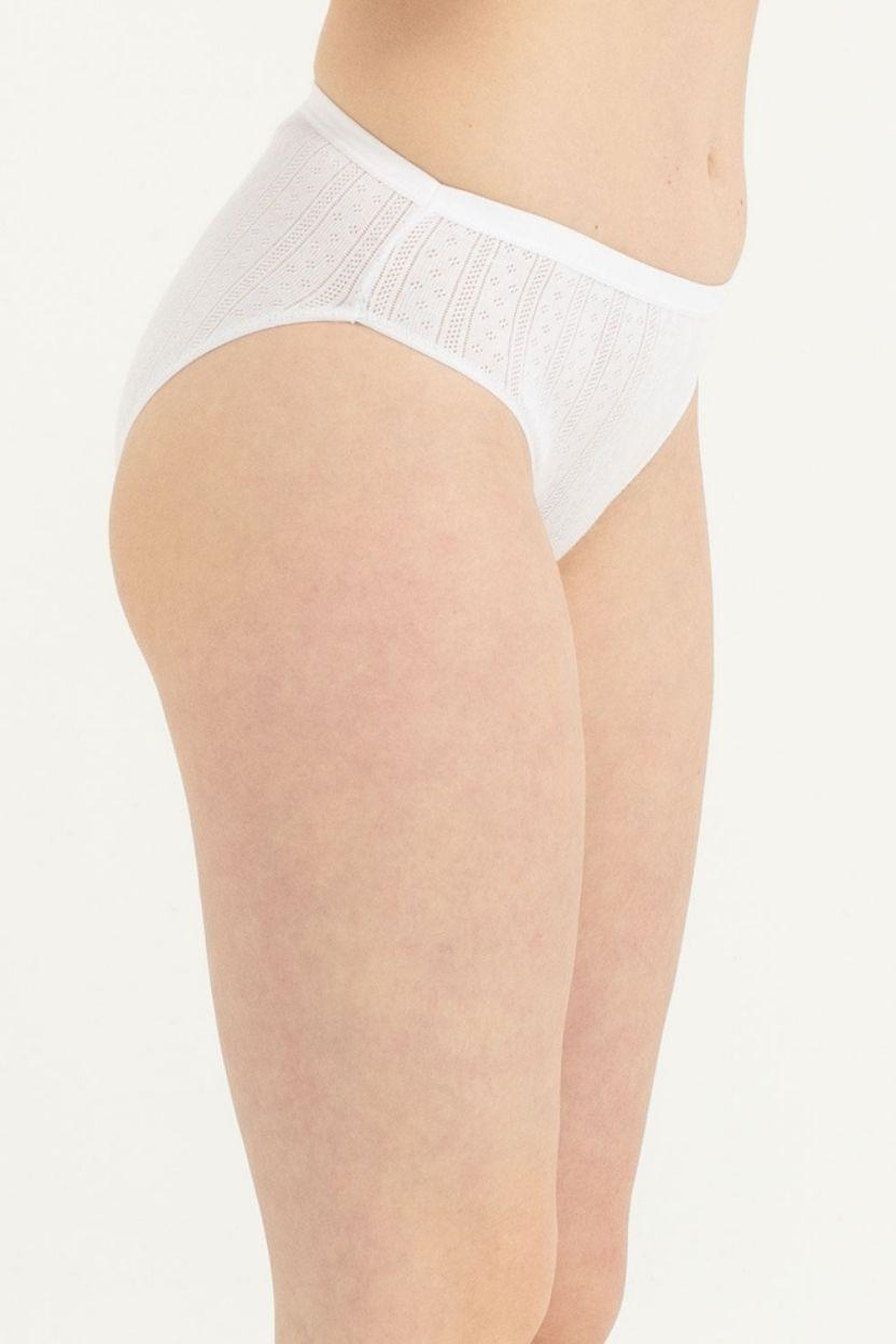 Kadın Beyaz Örgü Desen Slip 