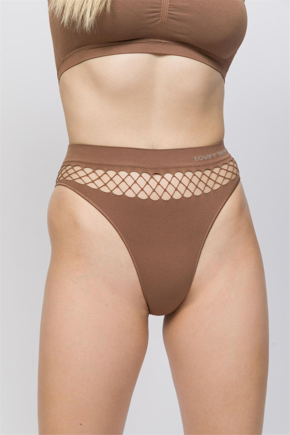 Kadın Bronz Kahve Fileli Slip Külot