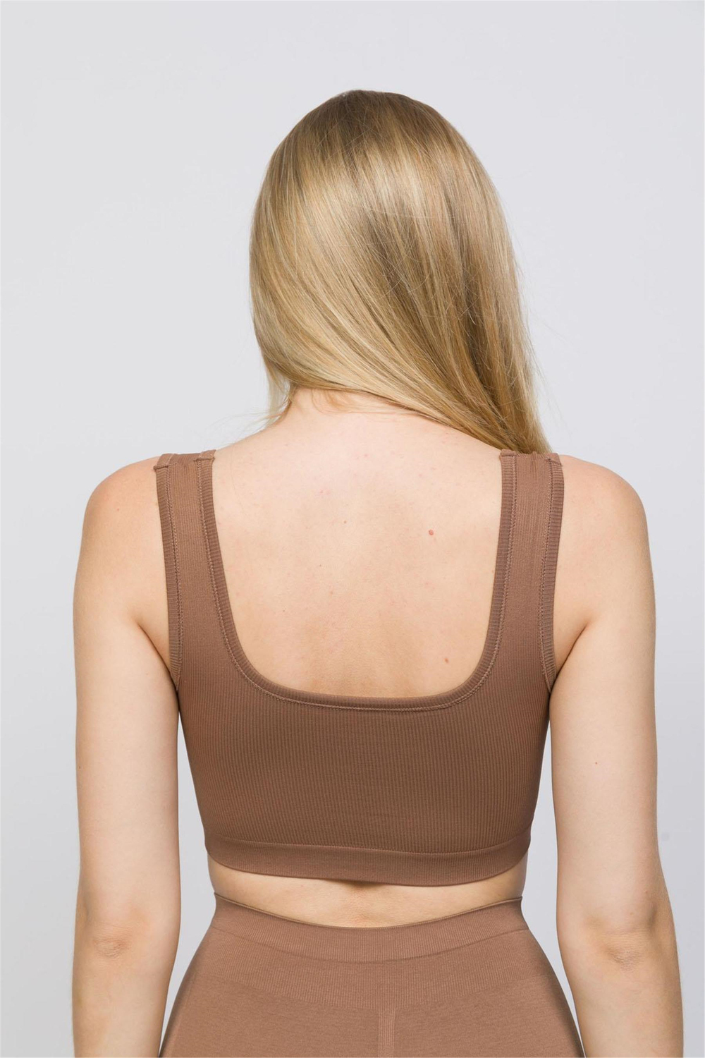 Kadın Bronz Kahve Fitilli Kısa Sporcu Crop