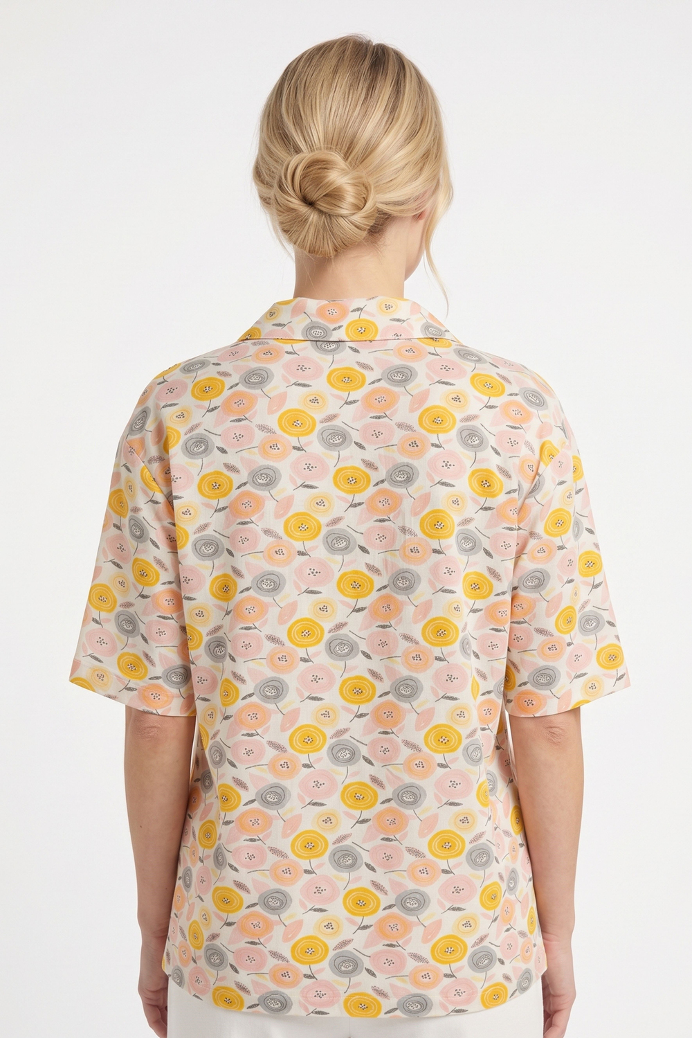 Kadın Çiçek Desenli Önden Düğmeli Pijama Üstü