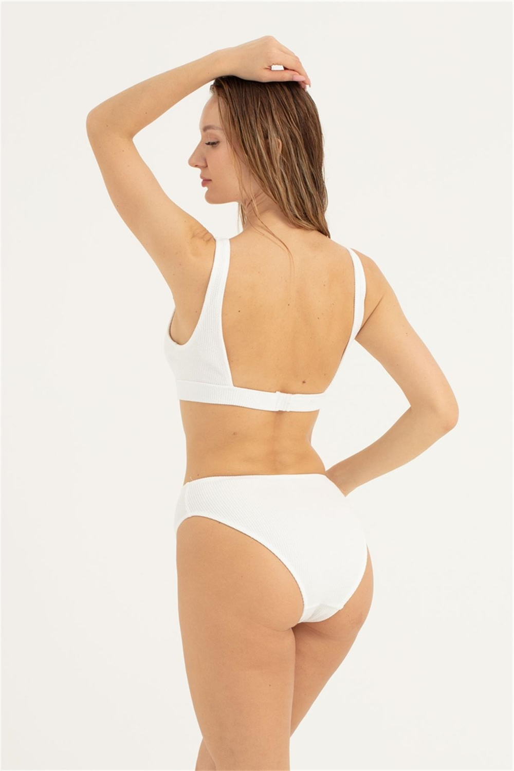 Kadın Ekru Kalın Askılı Bikini Takım