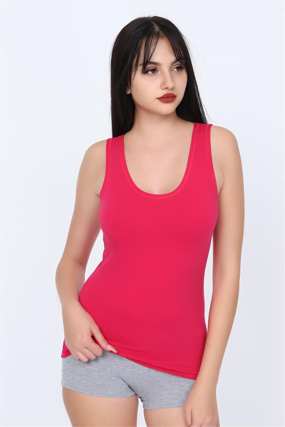 Kadın Fuşya Cotton Geniş Askılı Atlet