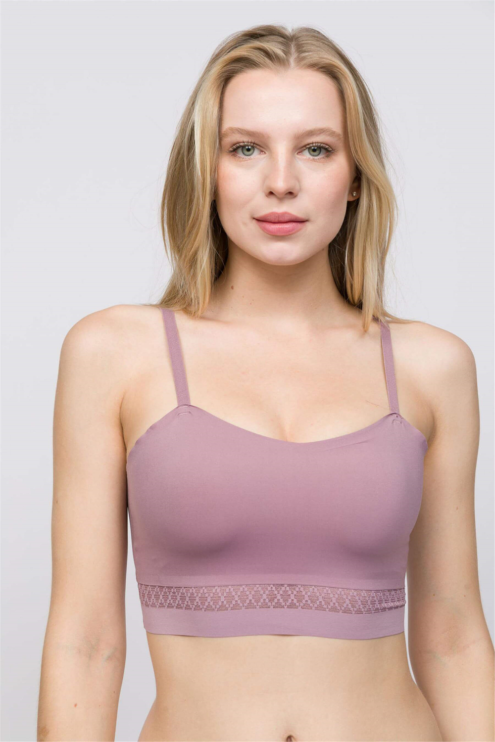 Kadın Gül Kurusu Dantelli Lazer Kesim Bralet 
