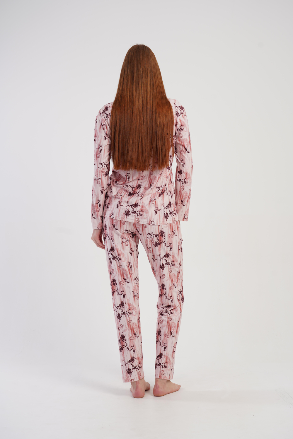 Kadın Kahverengi Desenli Marla Uzun Pijama Altı