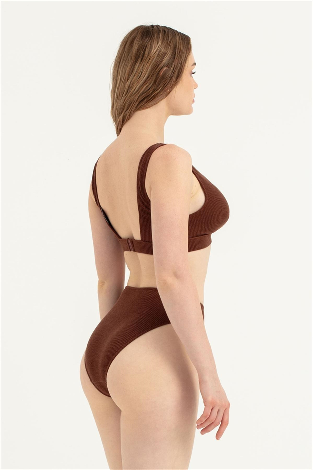 Kadın Kahverengi Kalın Askılı Bikini Takım