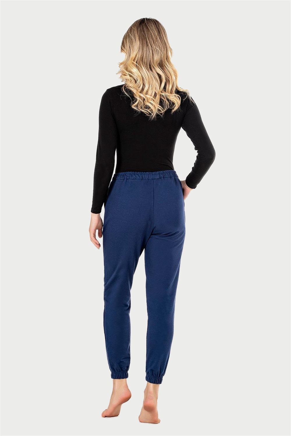 Kadın Lacivert Slimfit Büzgü Paça Eşofman Altı