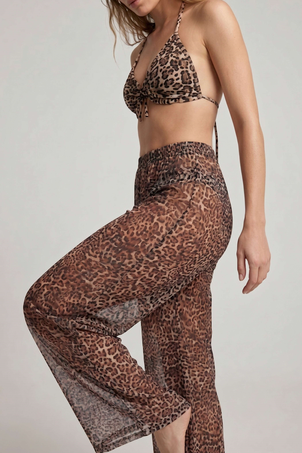 Kadın Leopar Tül Pantolon Pareo