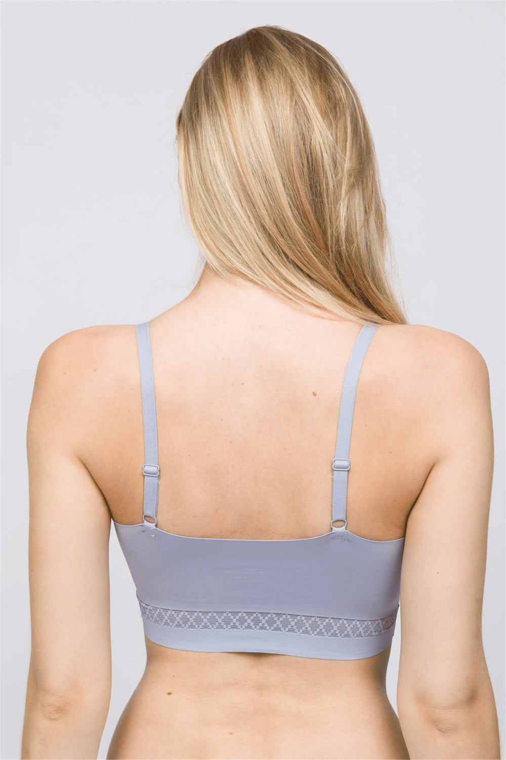 Kadın Mavi Dantelli Lazer Kesim Bralet 