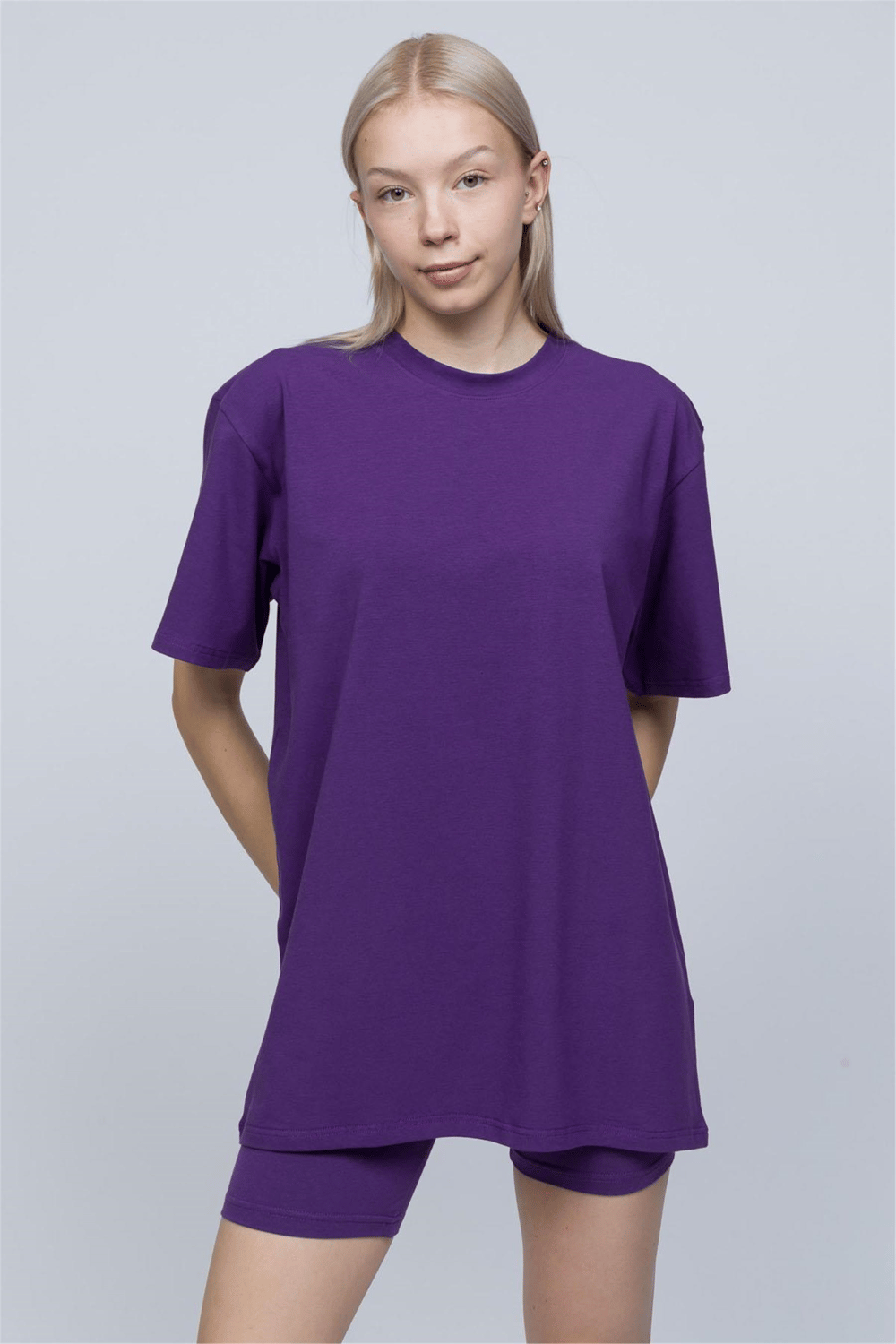 Kadın Mor Oversize T-shirt