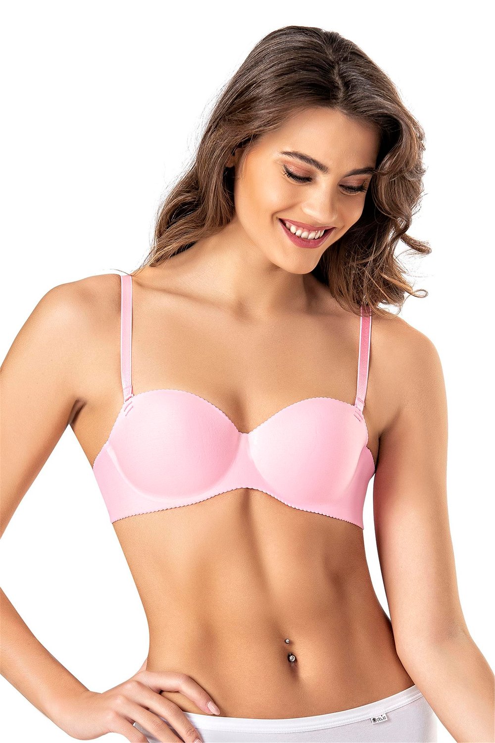 Kadın Pembe Straplez Dikişsiz Push-Up Sütyen