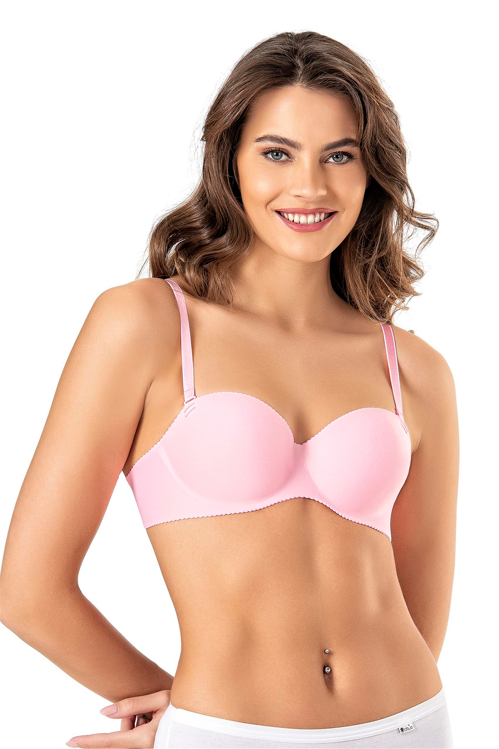 Kadın Pembe Straplez Dikişsiz Push-Up Sütyen