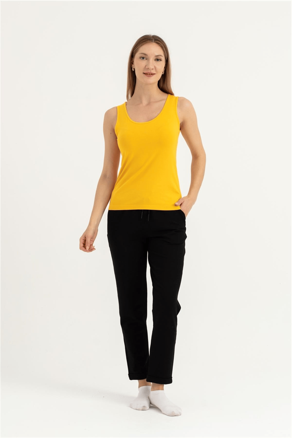 Kadın Safran Kalın Askılı Atlet