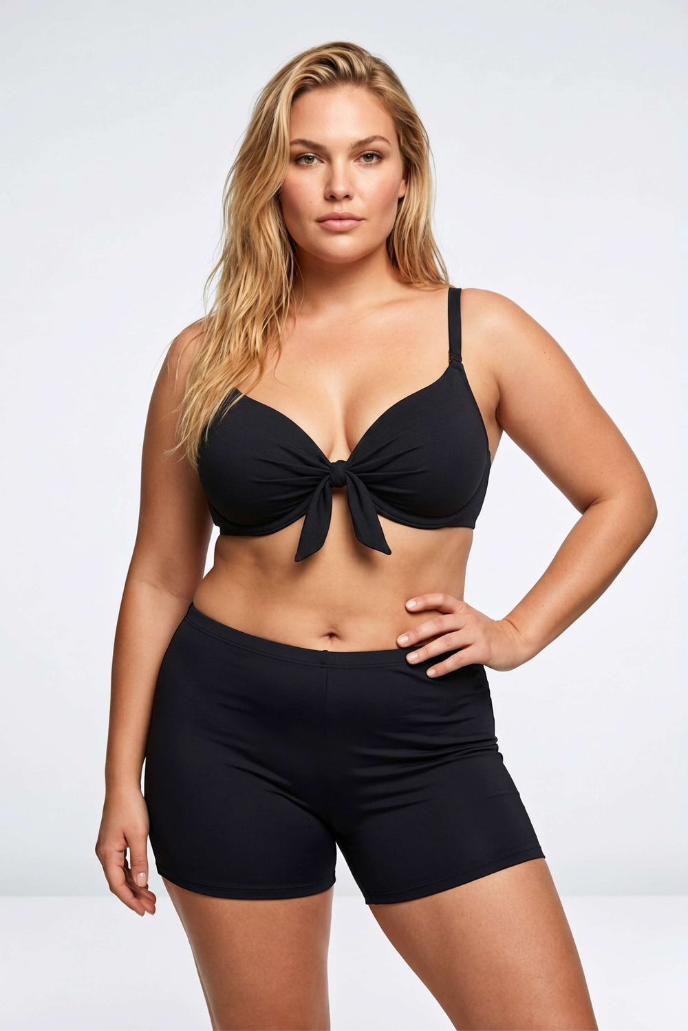Kadın Siyah Battal Yüksek Bel Bikini Altı