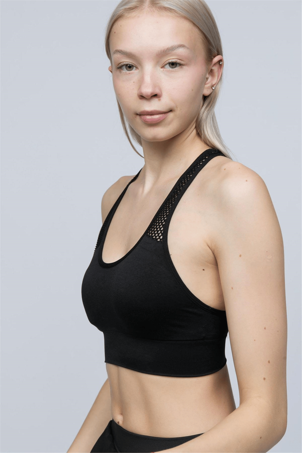 Kadın Siyah Fileli Sporcu Crop