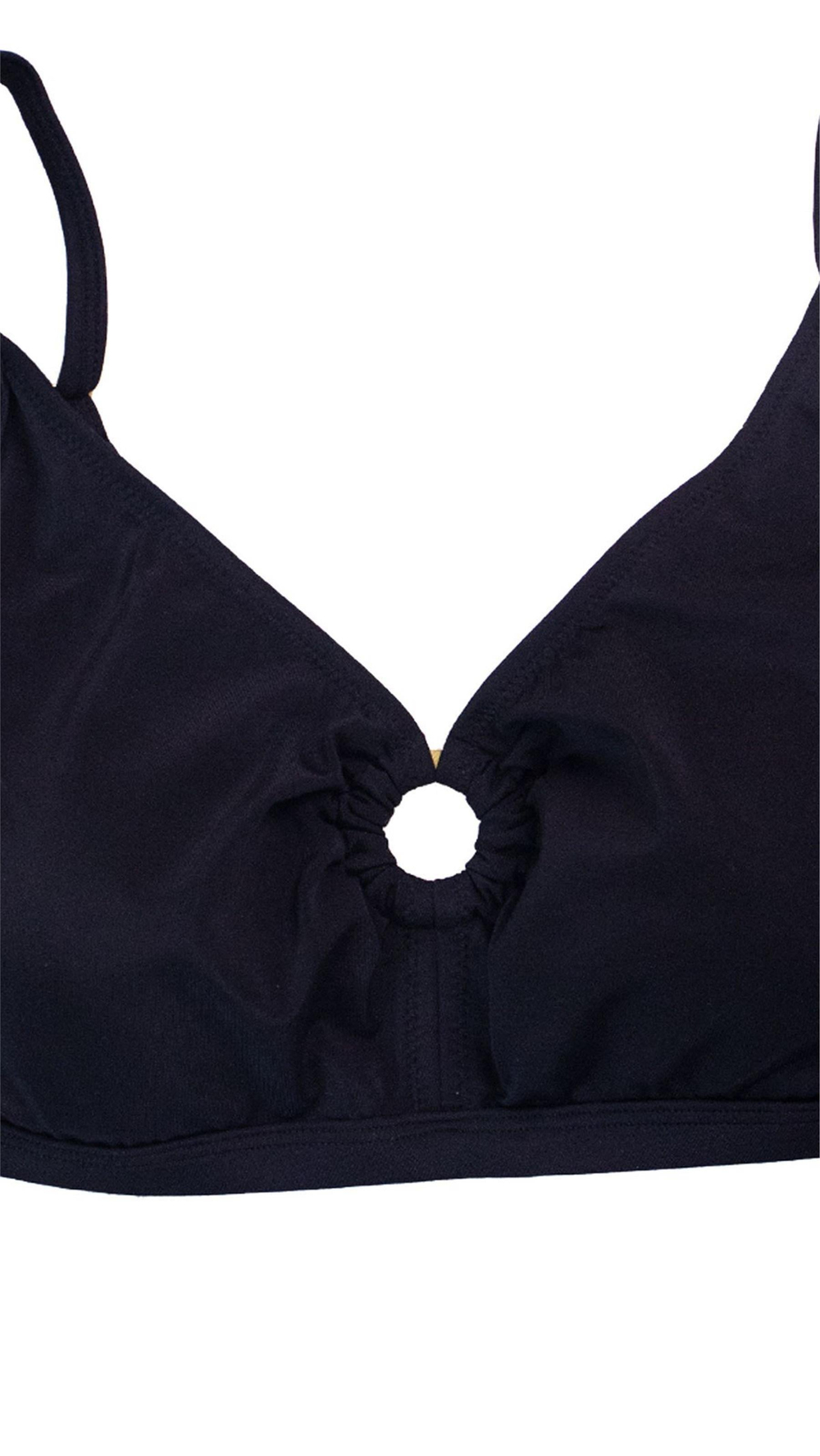 Kadın Siyah Halka Detaylı Bikini Üst