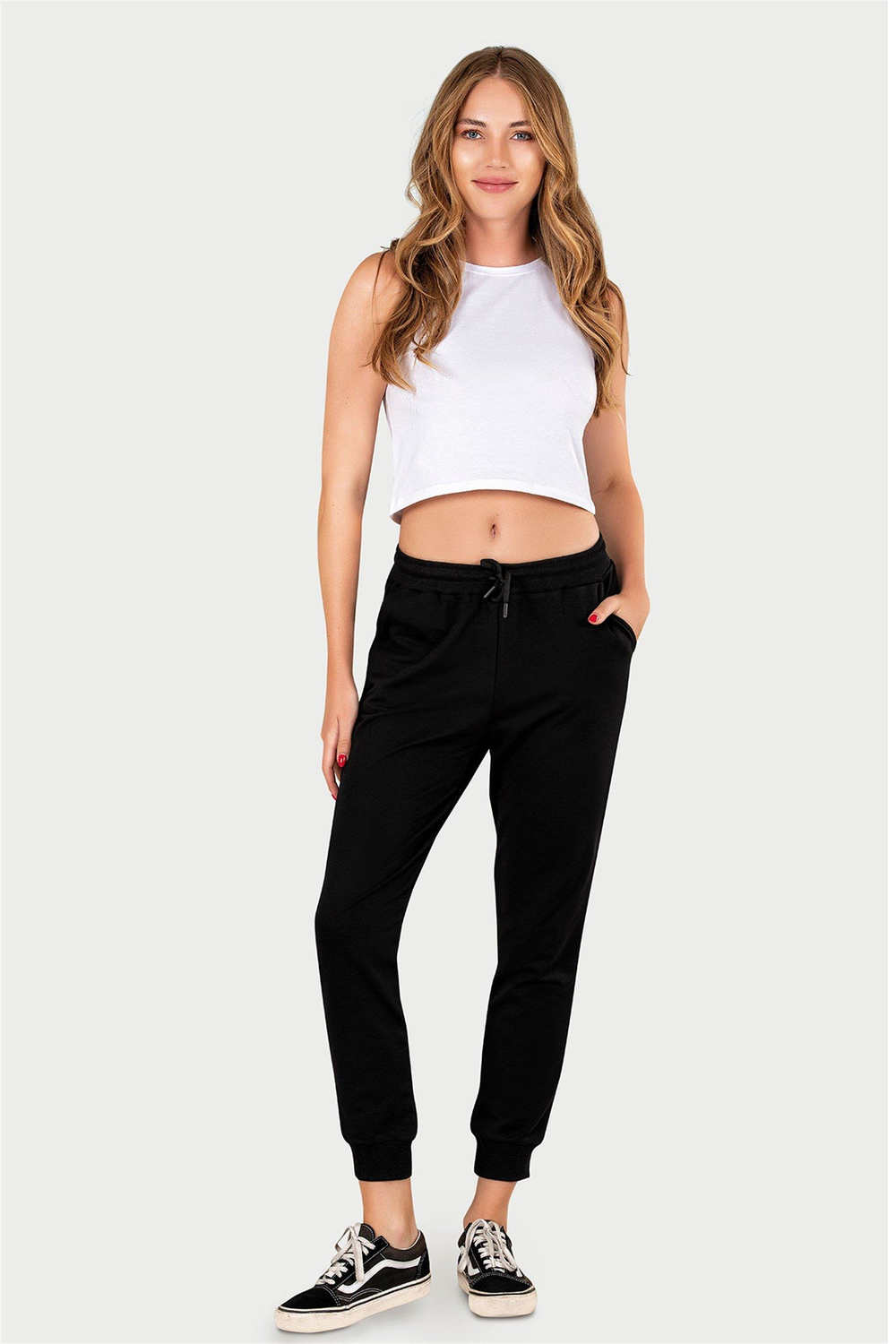 Kadın Siyah İki İplik Slimfit Paça Alt
