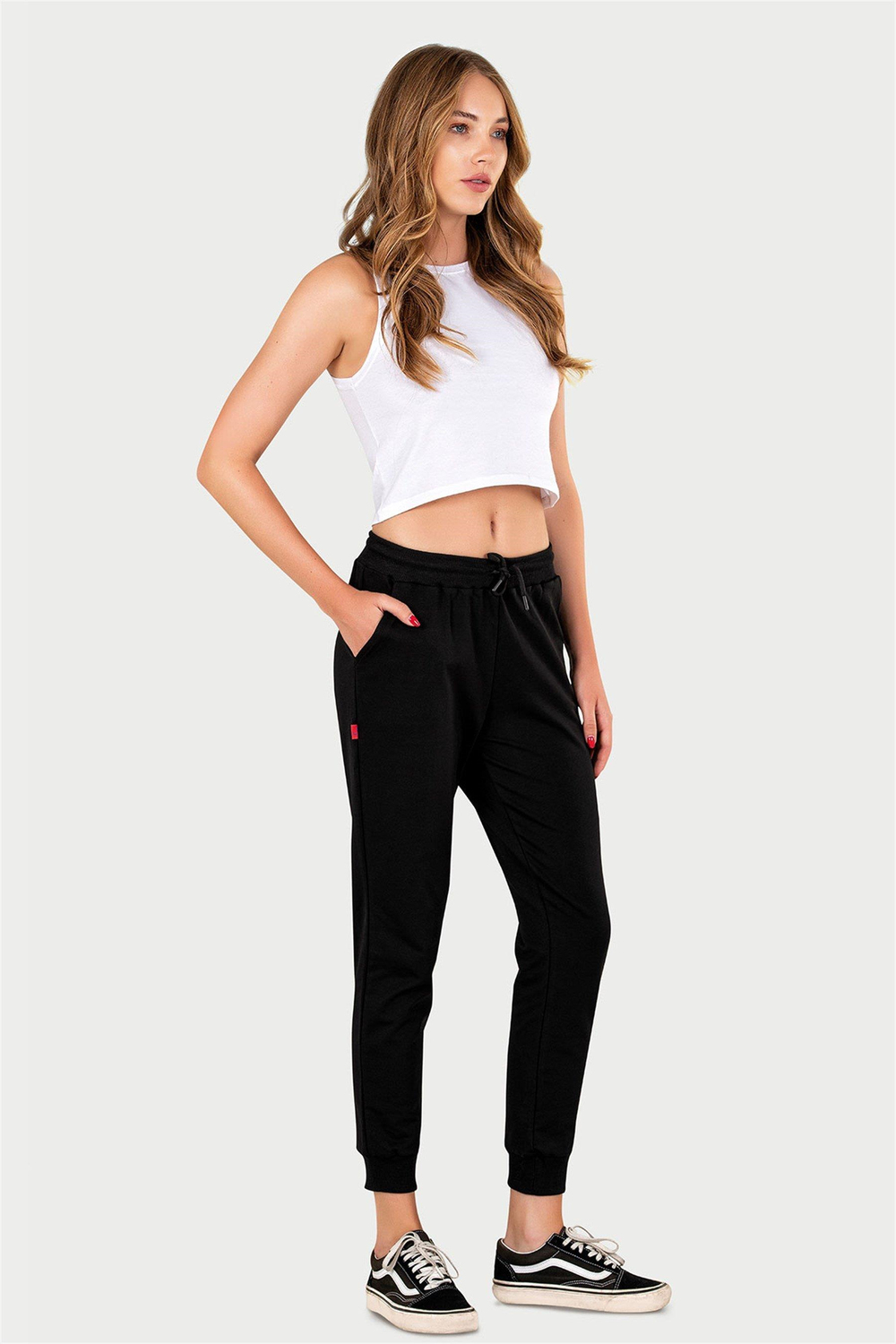 Kadın Siyah İki İplik Slimfit Paça Alt