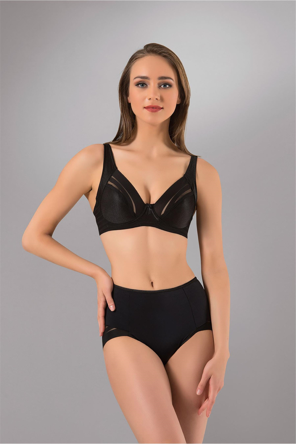 Kadın Siyah Lısca Modeli Sütyen Takım