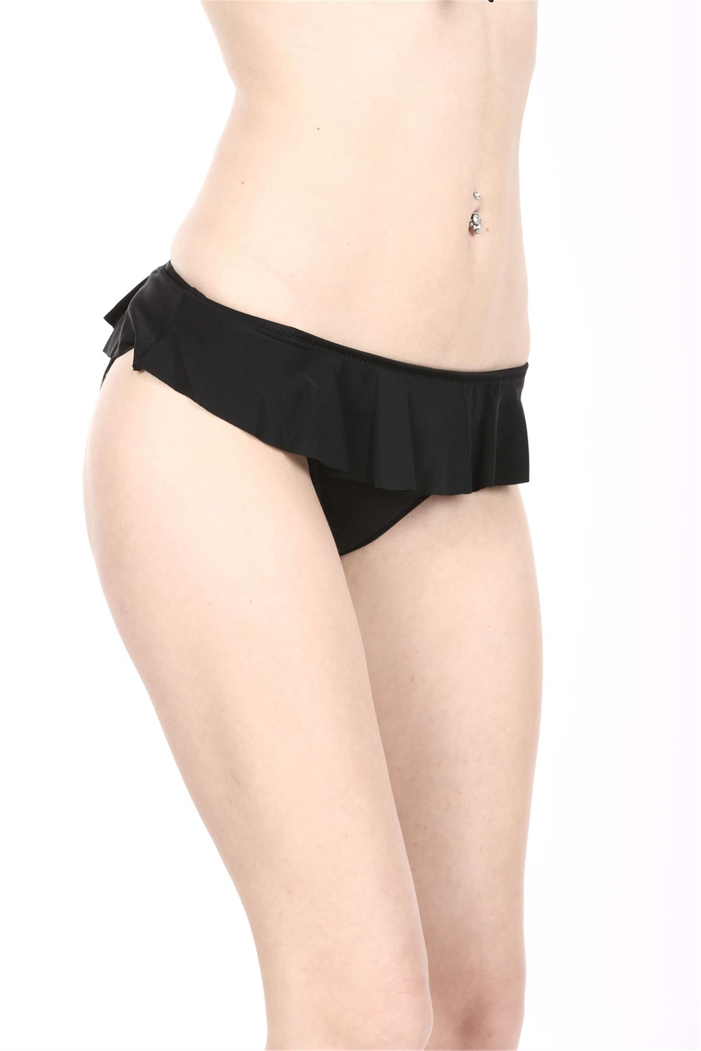 Kadın Siyah Yanı Volanlı Bikini Altı