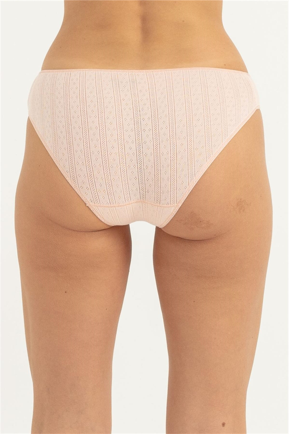 Kadın Somon Örgü Desen Düşük Bel Slip 