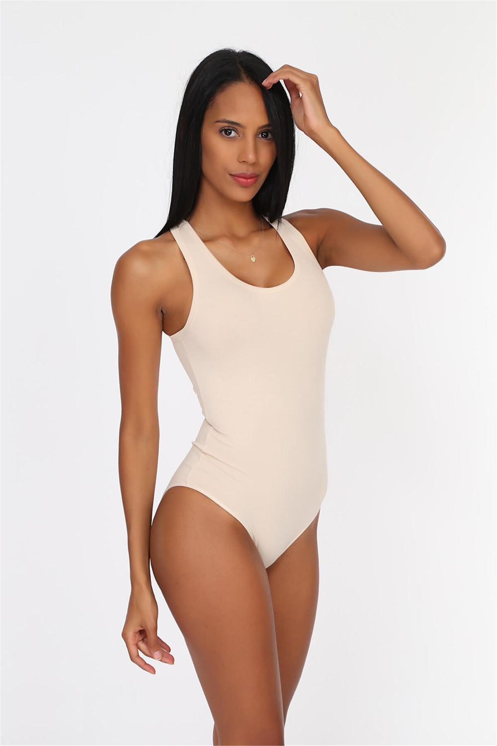 Kadın Ten Spor Çıtçıtlı Body