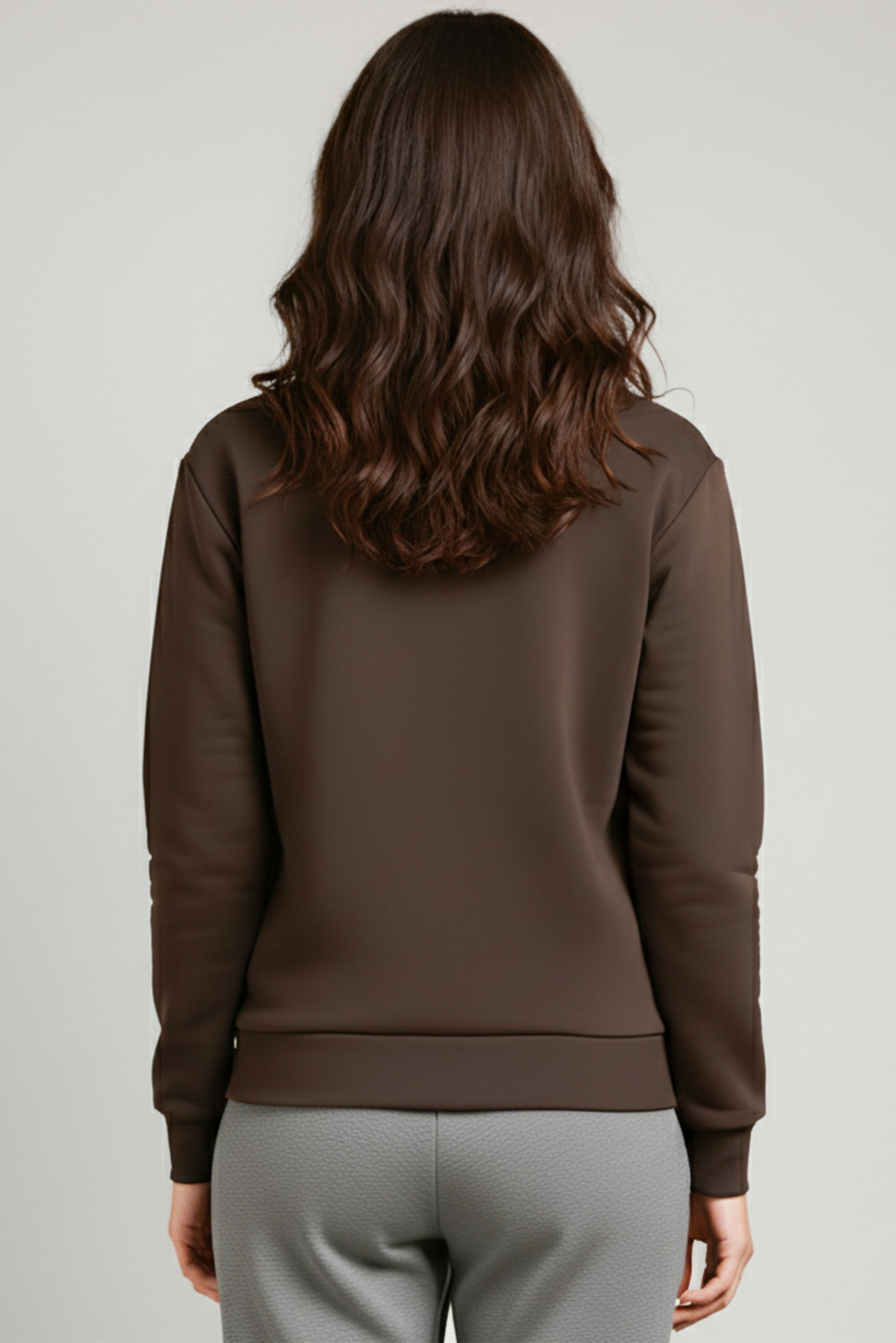 Kadın Yanık Kahverengi 3 İplik Şardonlu Oversize Sweat