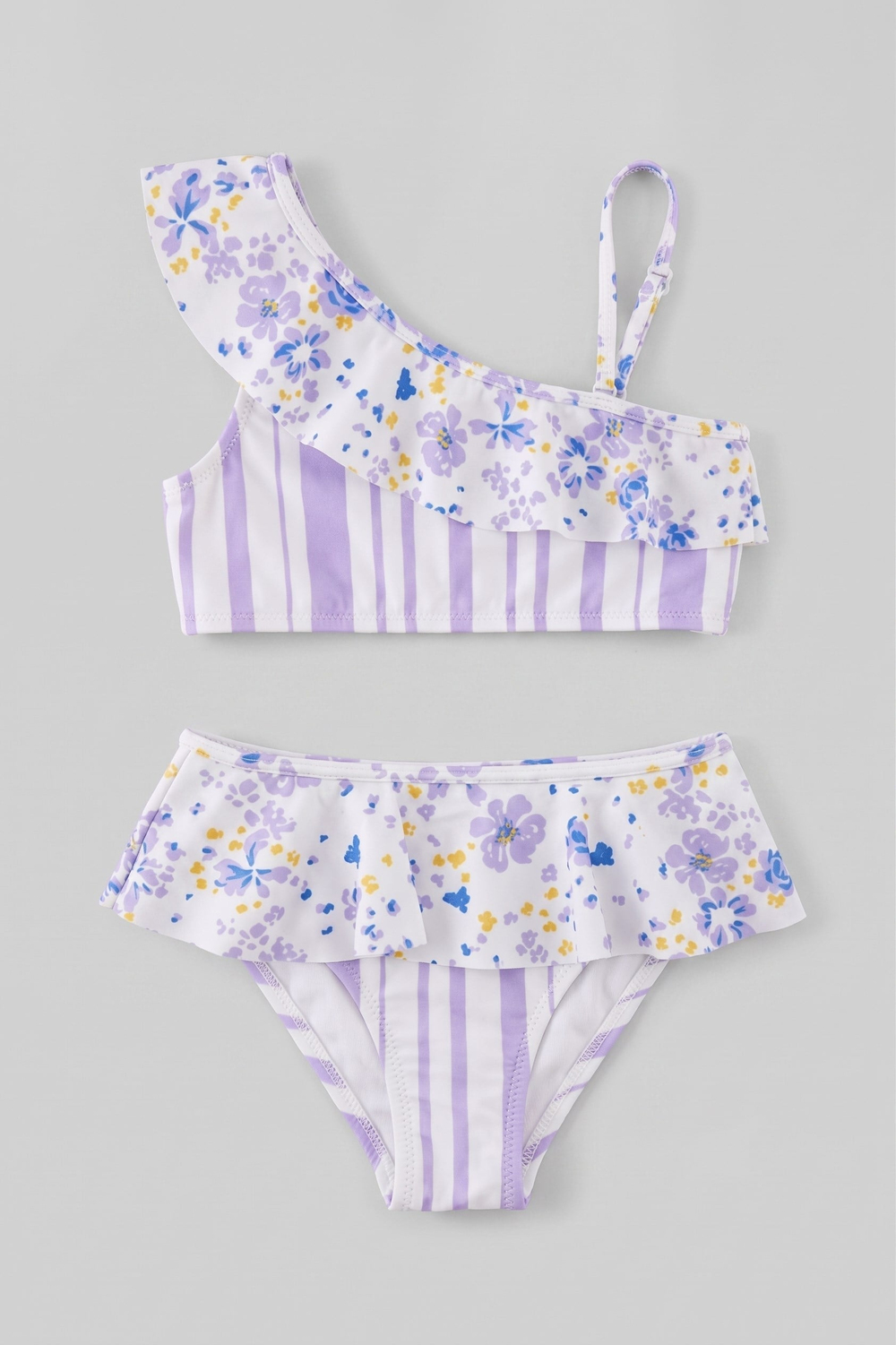 Kız Çocuk Çiçek Desen Fırfırlı Bikini Takım